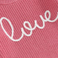My First Valentines Day Baby Girl Outfit Baby Valentines Day Sweater Love Embroidery Knit Pullover Sweatshirt Top(C-Pink,12-18 M
