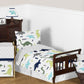 Navy Blue And Green Modern Dinosaur Boys Or Girls 5 Piece Toddler Bedding Comforter Sheet Set