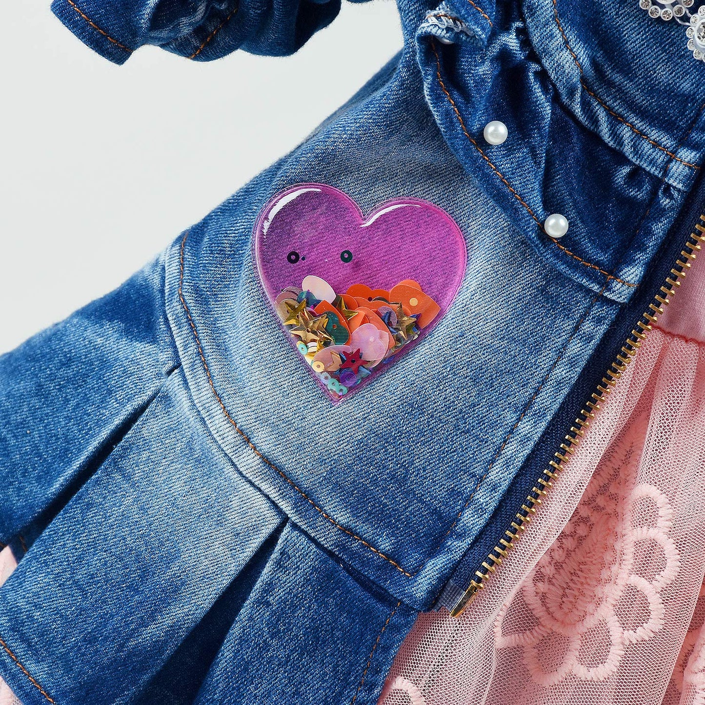 Peacolate 6M-4Years Spring Fall Baby Girls Clothing Set 3Pcs Long Sleeve Dress Denim Jacket And Jeans(Pink,3-4Years)