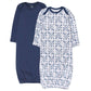 Honestbaby 2-Pack Organic Cotton Sleeper Gowns, Compass, 0-6 Months