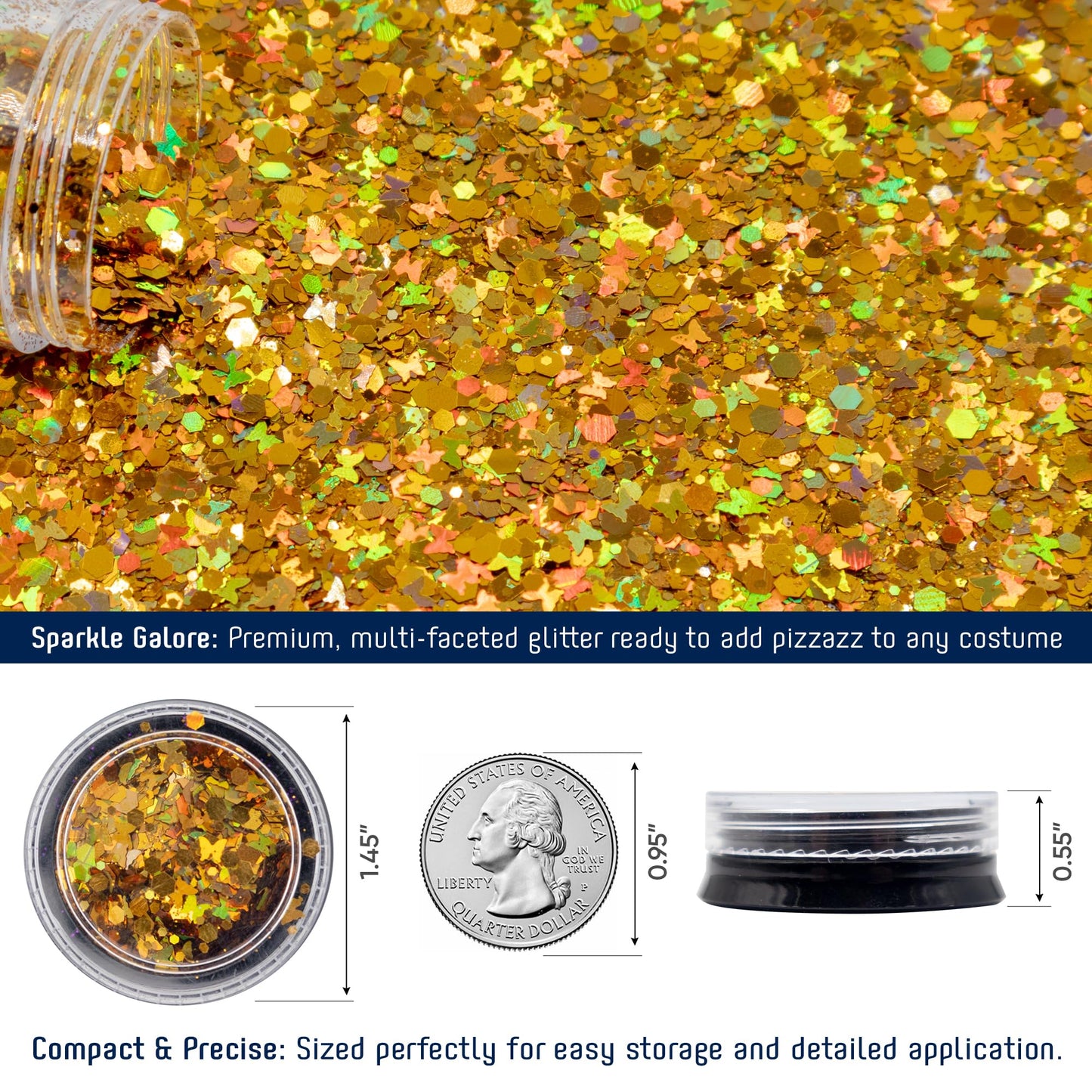 Funcredible Gold Alien Headbands And Glitter - Martian Alien Antenna Headband - Sparkly Alien Costume Accessories - Alien Hallow