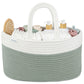 Comfy Cubs Rope Diaper Caddy Organizer 8.5' X 15' X 8' - Large Baby Diaper Basket With 3 Spacious Compartments - Stylish Cott