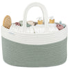 Comfy Cubs Rope Diaper Caddy Organizer 8.5' X 15' X 8' - Large Baby Diaper Basket With 3 Spacious Compartments - Stylish Cott