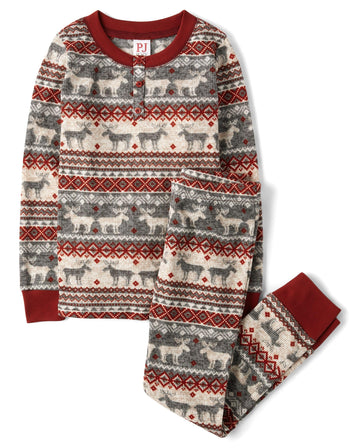 The Children'S Place Baby Kids 2 Piece Family Matching, Plaid Thermal Pajamas Sets, Winter Fairisle
