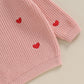 Baby Girl Cute Long Sleeve Crew Neck Love Embroidery Sweater Toddler Valentine Day Outfits (Pink Heart, 0-3 Months)