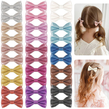 Ded 30 Pcs 3' Glitter Hair Bows For Girls Sparkly Sequin Bows With Alligator Clips Colorsful Hair Bows Clips For Toddlers Kids