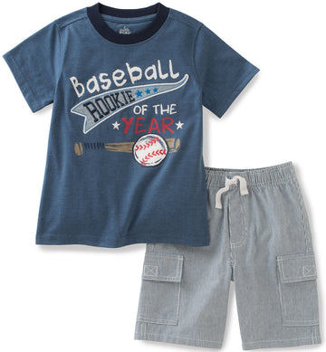 Kids Headquarters Baby Boys 2 Pieces Shorts Set-Tee Top, Dark Blue, 18M