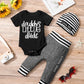 Fommy Baby Boy Clothes Newborn Boy Outfits Daddy'S Little Dude Newborn Rpmper Little Man Pants Hat 3Pcs Cute Infant Boy Clothes