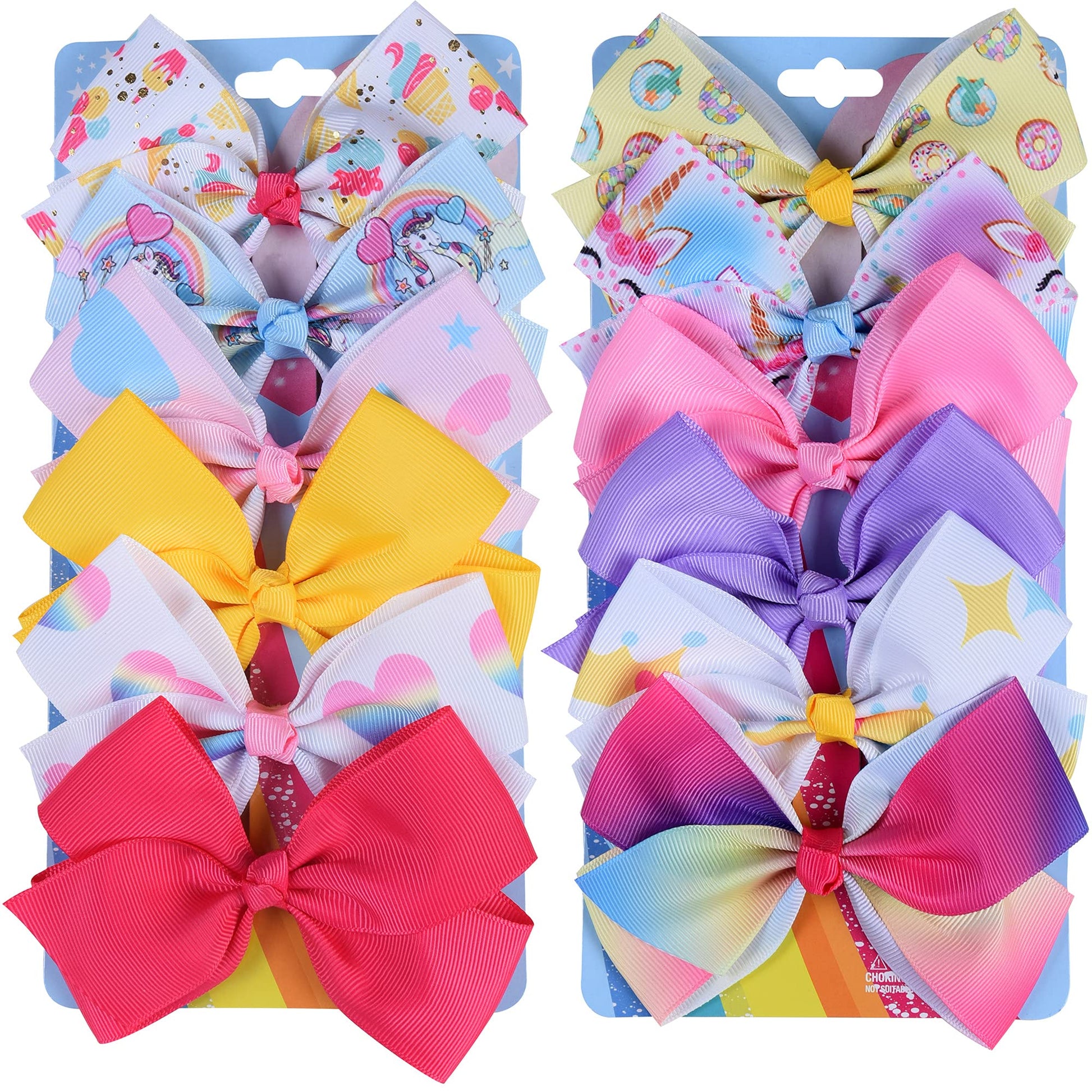 Eygla 18 Pcs 5 Inch Hair Bows For Girls, Rainbow Hair Bows Alligator Clips, Grosgrain Ribbon Bows For Little Girls Toddlers Kids