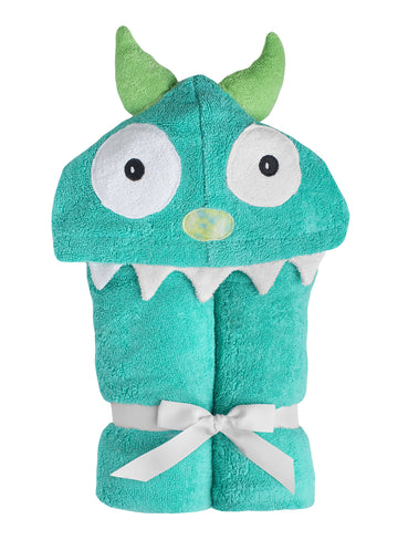 Yikes Twins Hooded Baby Towel for Kids 2-8 | Large 100% Cotton Baby Towel for Boys or Girls | Unisex Cute Monster Bath Towels fo