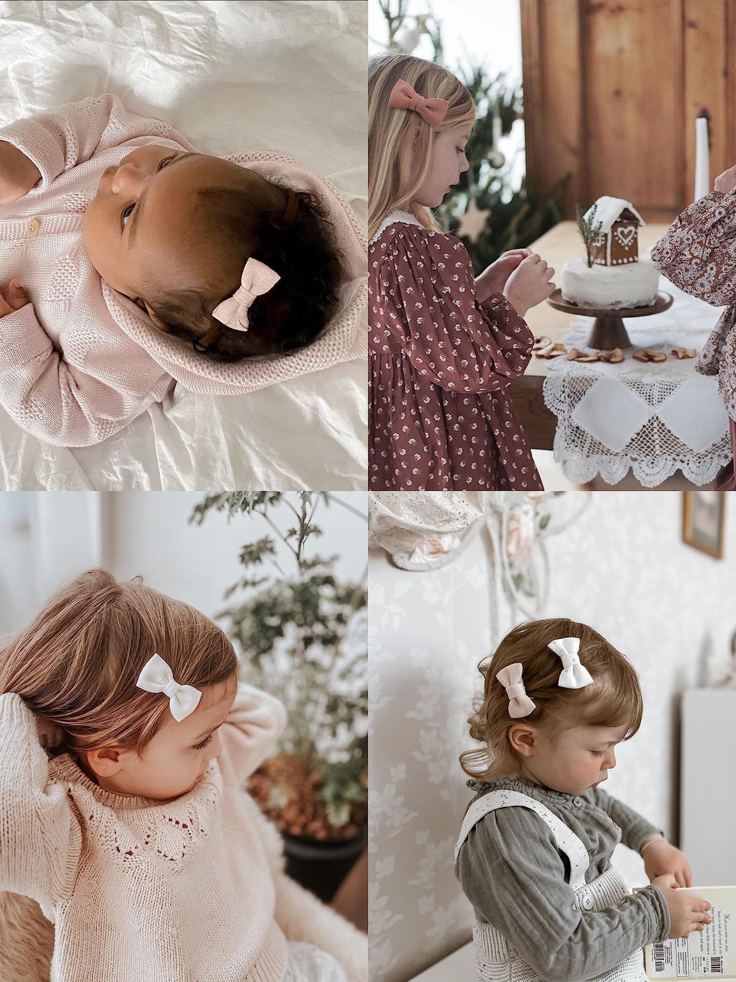 Fancy Clouds Baby Hair Clips With Baby Girl Bows,20Pc Boutique Handmade Fully Lined Hair Barrettes Hair Accessories For All Age