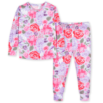 Gerber Unisex Baby Toddler Buttery Soft 2-Piece Snug Fit Pajamas With Viscose Made From Eucalyptus, Lilac Garden, 12 Months