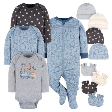 Gerber Baby Boys And Girls 12 Piece Layette Gift Set, Happy Together, 3-6 Months