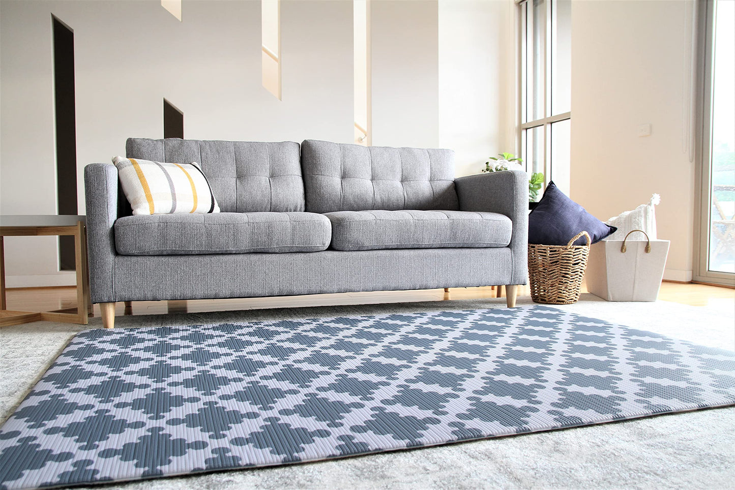 Cushmat Stylish Reversible Foam Play Mat (Large, Luxe Nat - Sage Grey Star) - Soft, Waterproof, Durable Play Mat For Infants, Ba