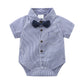 Baby Boys Gentleman Outfits Suits, Infant Short Sleeve Shirt+Bib Pants+Bow Tie Overalls Clothes Set,2-3T