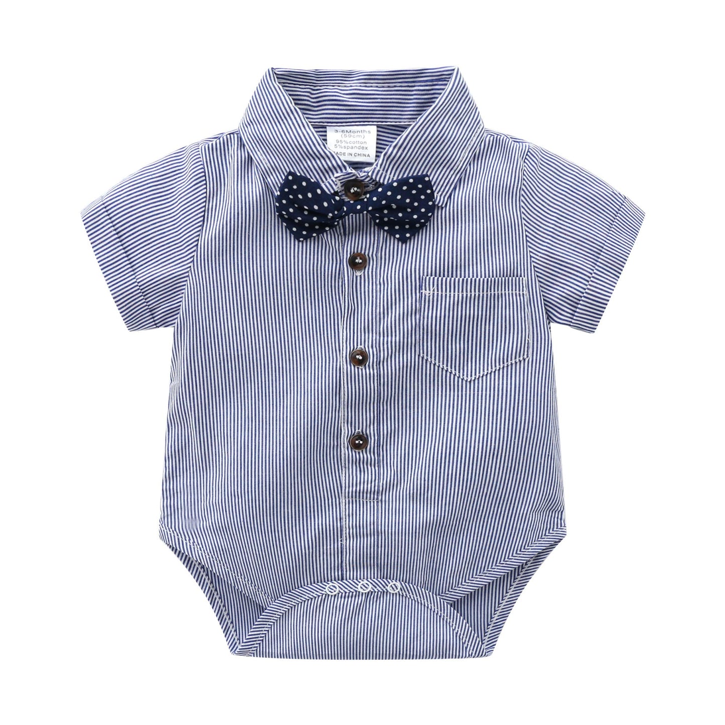 Baby Boys Gentleman Outfits Suits, Infant Short Sleeve Shirt+Bib Pants+Bow Tie Overalls Clothes Set,2-3T