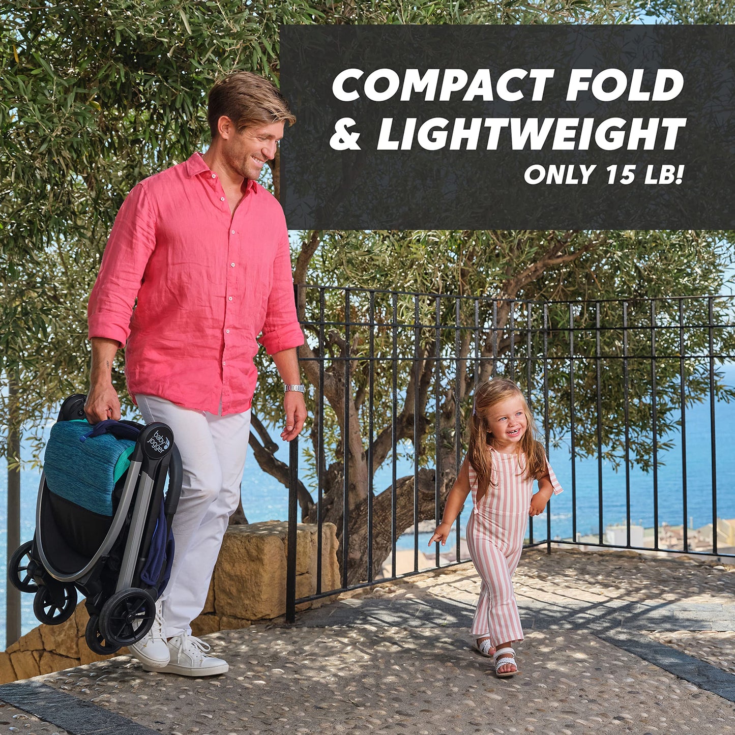 Baby Jogger City Tour 2 Ultra-Compact, Carry-On Approved Travel Stroller In Costal With Belly-Bar, Lightweight, Easy Fold, Ideal