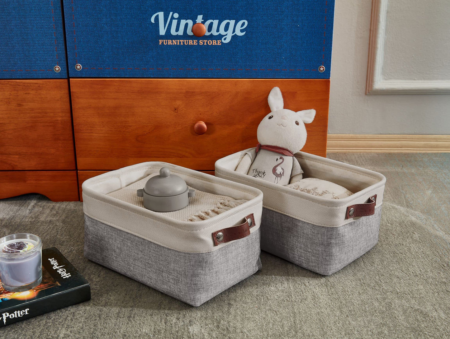 Decomomo Small Baskets | Storage Baskets For Organizing Shelves Linen Closet Bathroom Baby Cloth Nursery Fabric Bulk Decorative