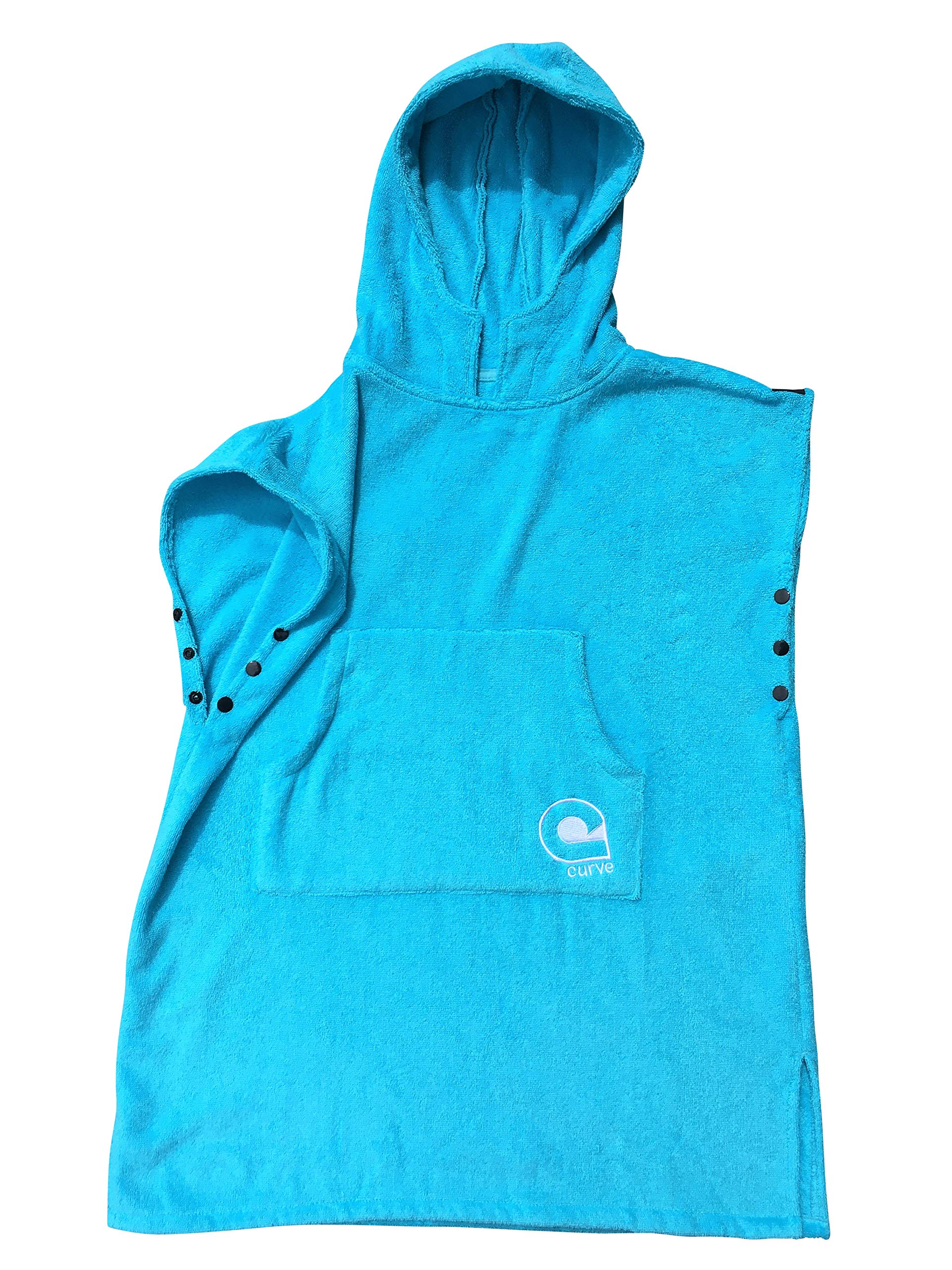 Kids Hooded Towel Swimming Robe Surf Beach Poncho In Microfiber W Adjustable Sleeves (Choose Color) (Aqua, Teen)