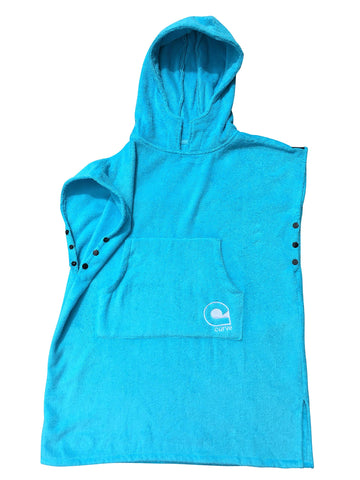 Kids Hooded Towel Swimming Robe Surf Beach Poncho In Microfiber W Adjustable Sleeves (Choose Color) (Aqua, Teen)