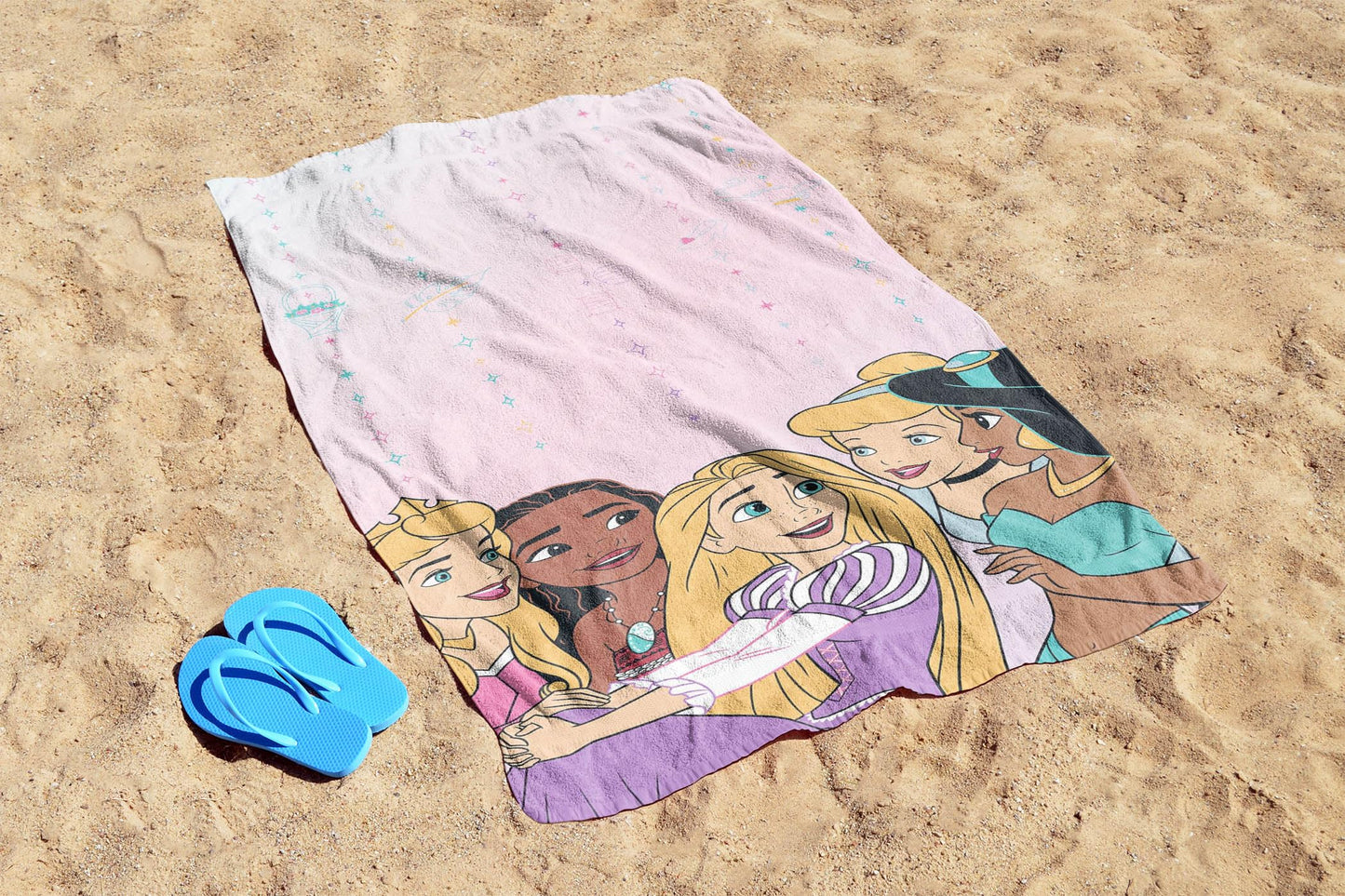 Disney Princess Kids Bath Pool Beach Towel - Super Soft & Absorbent Moana, Cinderella, Jasmins & Rapunzel 100% Cotton Towel, Mea