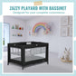 Dream On Me Zazzy Portable Playard with Bassinet in Black, Lightweight Packable and Easy Setup Baby Playard with Mattress and Tr