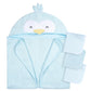 Gerber Baby 4 Piece Animal Character Hooded Towel And Washcloth Set, Blue Penguin, One Size