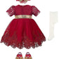 Lilax Baby Girl Newborn Lace Princess Wedding Party Dress Gown 4 Piece Deluxe Set 0-3 Months Red