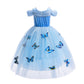 Dressy Daisy Little Girls' Princess Dress Costume With Accessories Halloween Fancy Dresses Up Butterfly Size 5-6 Blue
