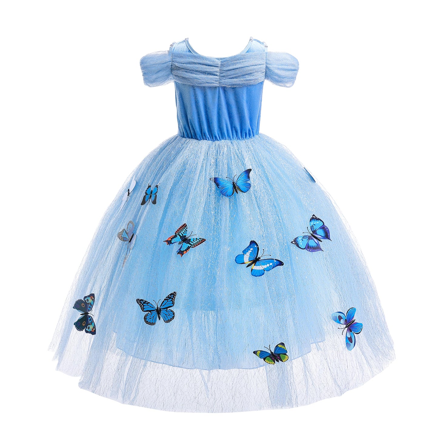 Dressy Daisy Toddler Little Girls' Princess Dress Costume With Accessories Halloween Fancy Dresses Up Butterfly Size 4-5 Blue