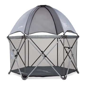 Baby Delight Go With Me Eclipse Deluxe Portable Playard  Playpen  Sun Canopy  Indoor And Outdoor  Elephant Grey