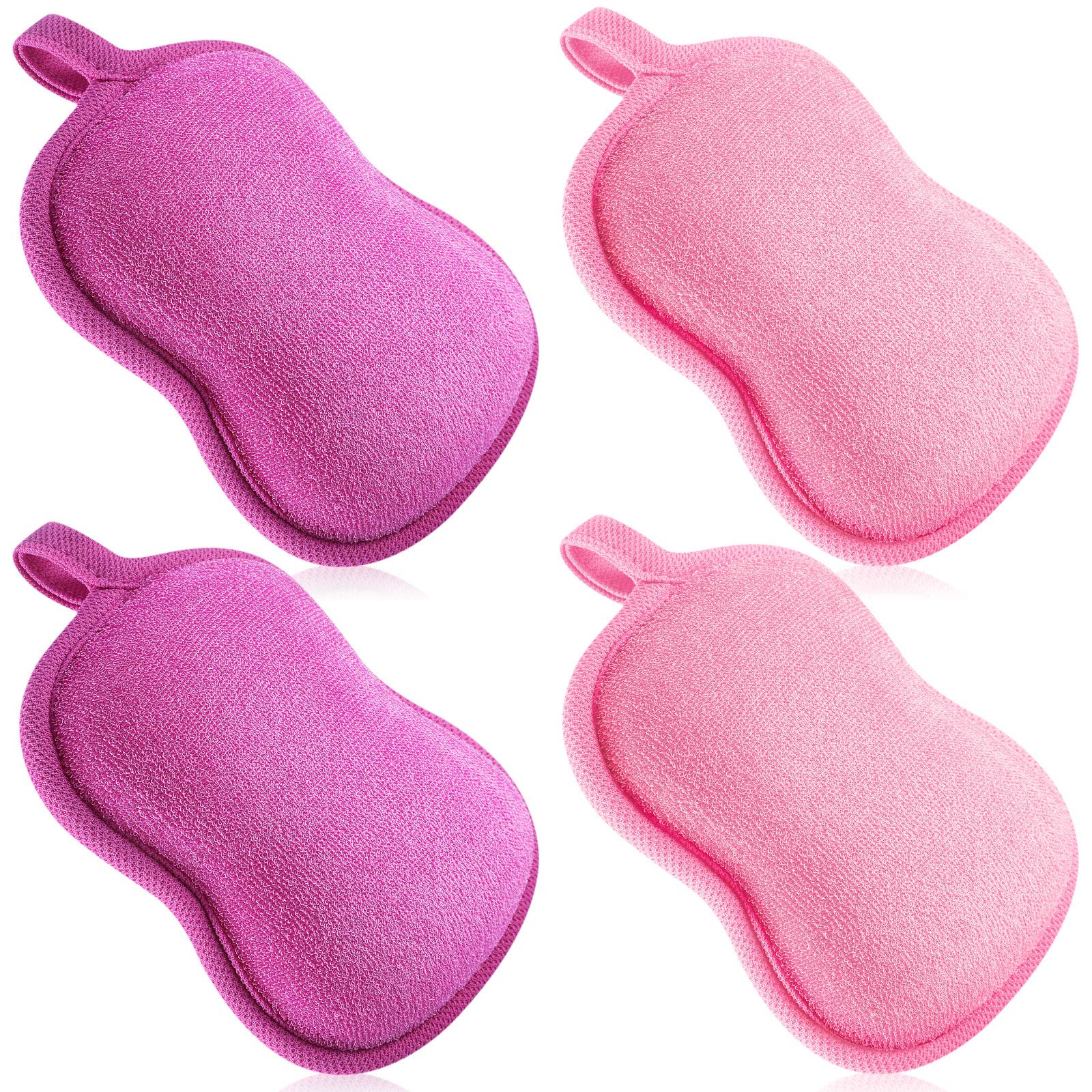 4 Pieces Baby Bath Sponge Cotton Baby Sponge Soft And Absorbent Sponge For Kids Babies Men Women (Red, Purple)
