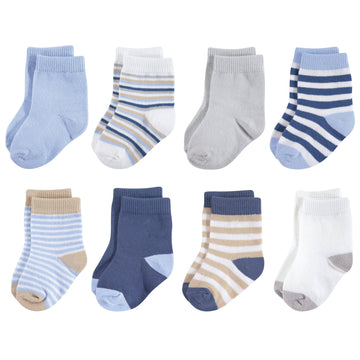 Touched By Nature Baby Boys Organic Cotton Casual Socks, Tan Lt. Blue, 12-24 Months Us