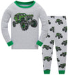 Popshion Toddler Boy Monster Truck Pajamas Long Sleeve Cotton 2 Piece Pjs Christmas Pajama Set Grey Sleepwear Kids Winter Pj 8T