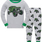 Popshion Toddler Boy Monster Truck Pajamas Long Sleeve Cotton 2 Piece Pjs Christmas Pajama Set Grey Sleepwear Kids Winter Pj 3t