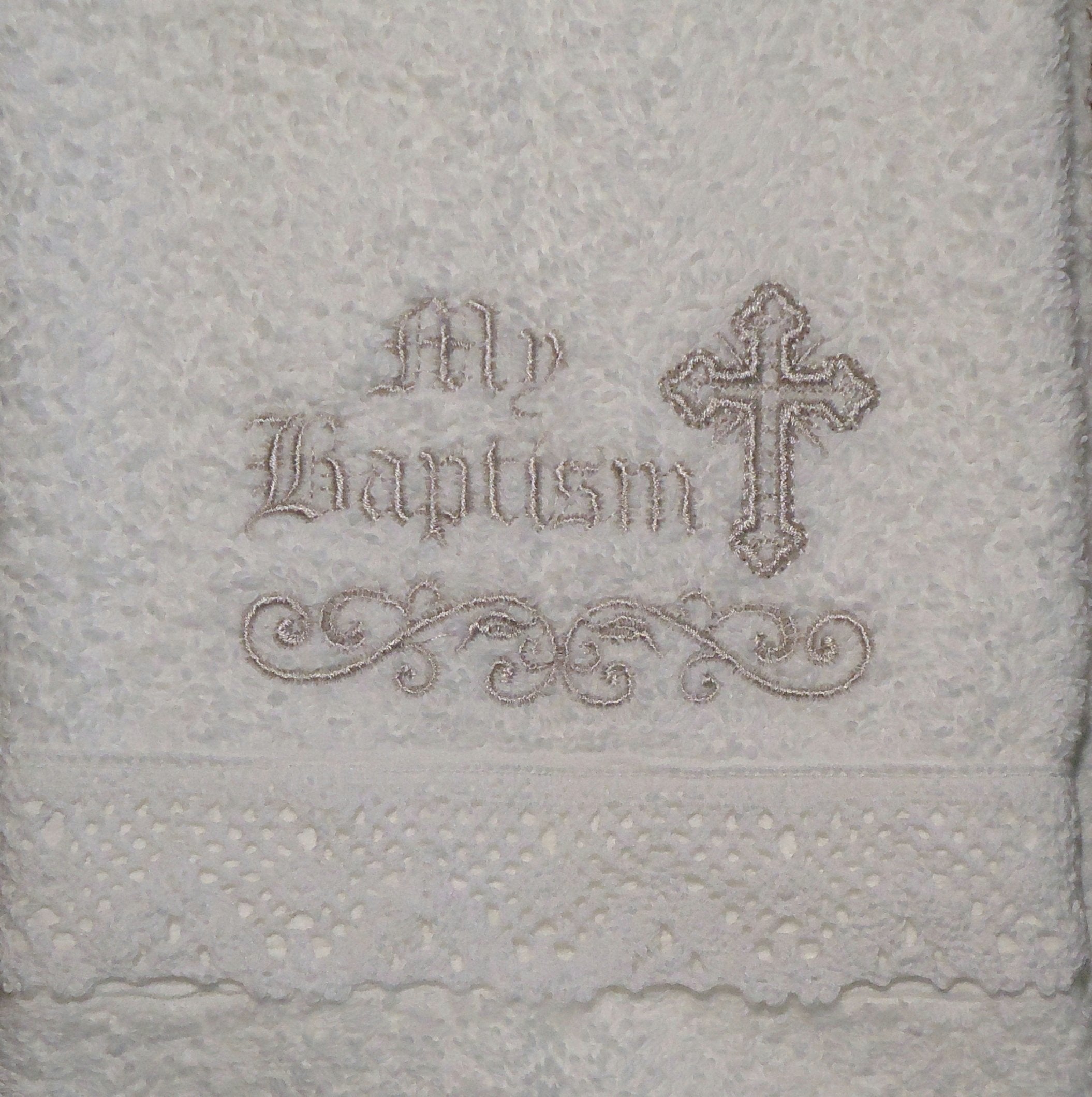 Integrity Designs Baby Baptism Towel With Embroidery And Lace – WBCBBB01G413IFW
