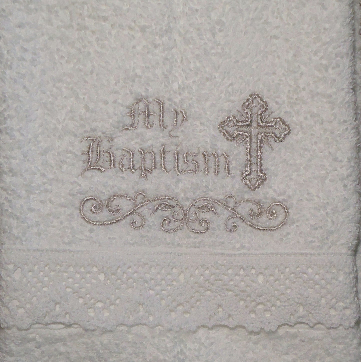 Integrity Designs Baby Baptism Towel With Embroidery And Lace