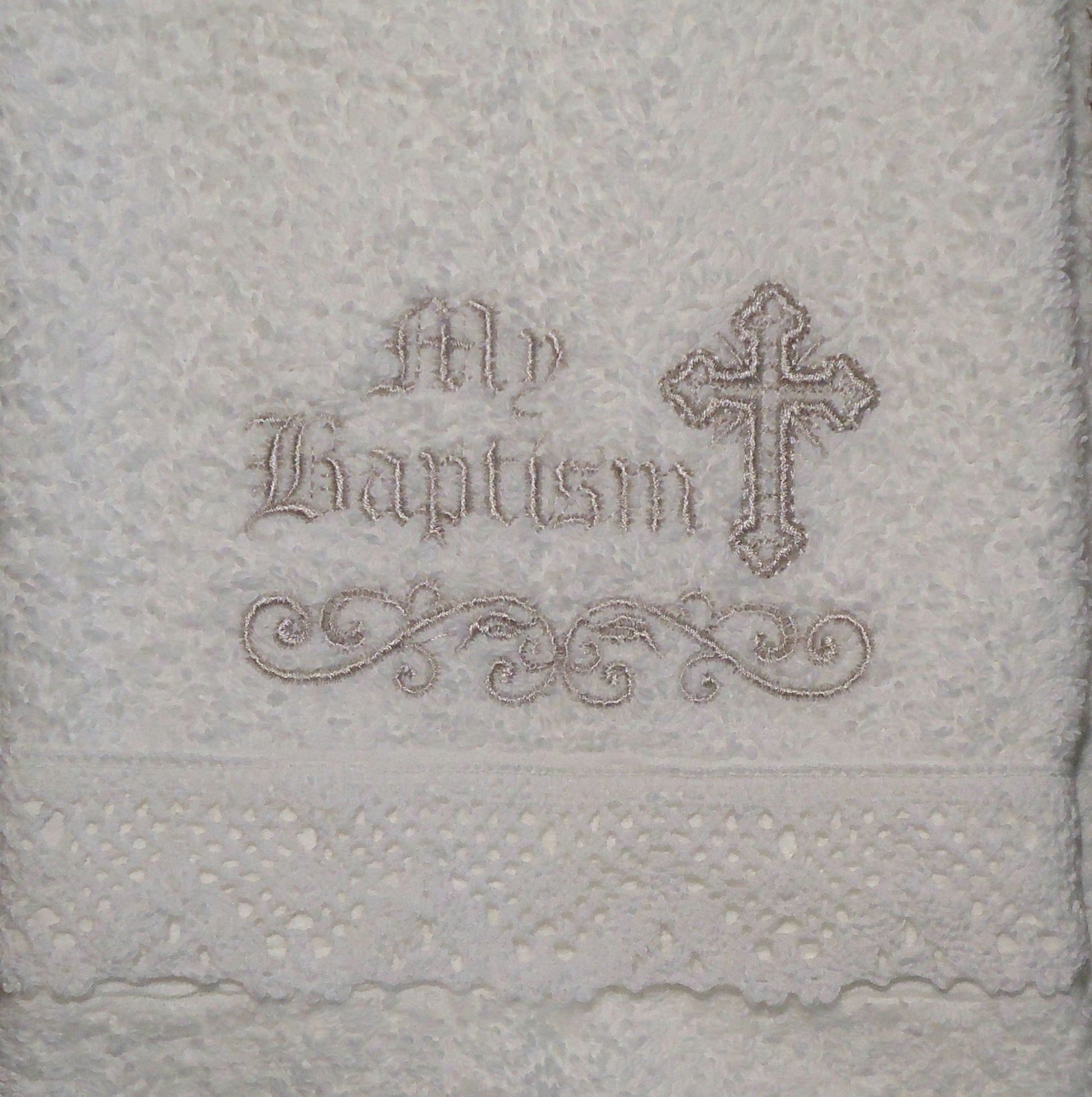 Integrity Designs Baby Baptism Towel With Embroidery And Lace