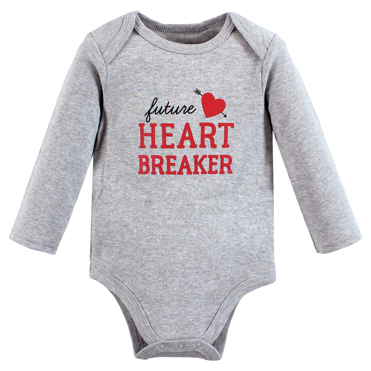 Hudson Baby Unisex Baby Cotton Long-Sleeve Bodysuits, Valentine Heartbreaker, 6-9 Months