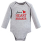 Hudson Baby Unisex Baby Cotton Long-Sleeve Bodysuits, Valentine Heartbreaker, 0-3 Months