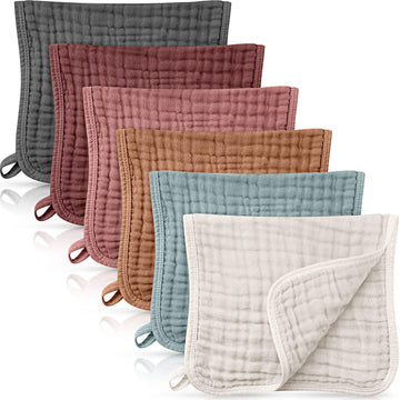 Irenare 6 Pieces Large 20 X 10 Inch Burp Cloths Multi-Colors Muslin Washcloths Baby Burping Diapers 6 Absorbent