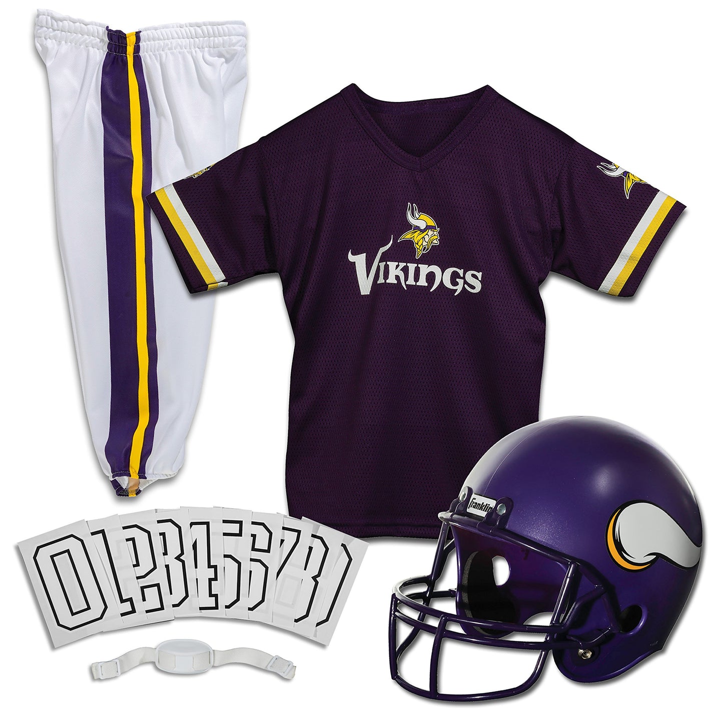 Franklin Sports Minnesota Vikings Kids Football Uniform Set - NFL Youth Football Costume for Boys & Girls - Set Includes Helmet,