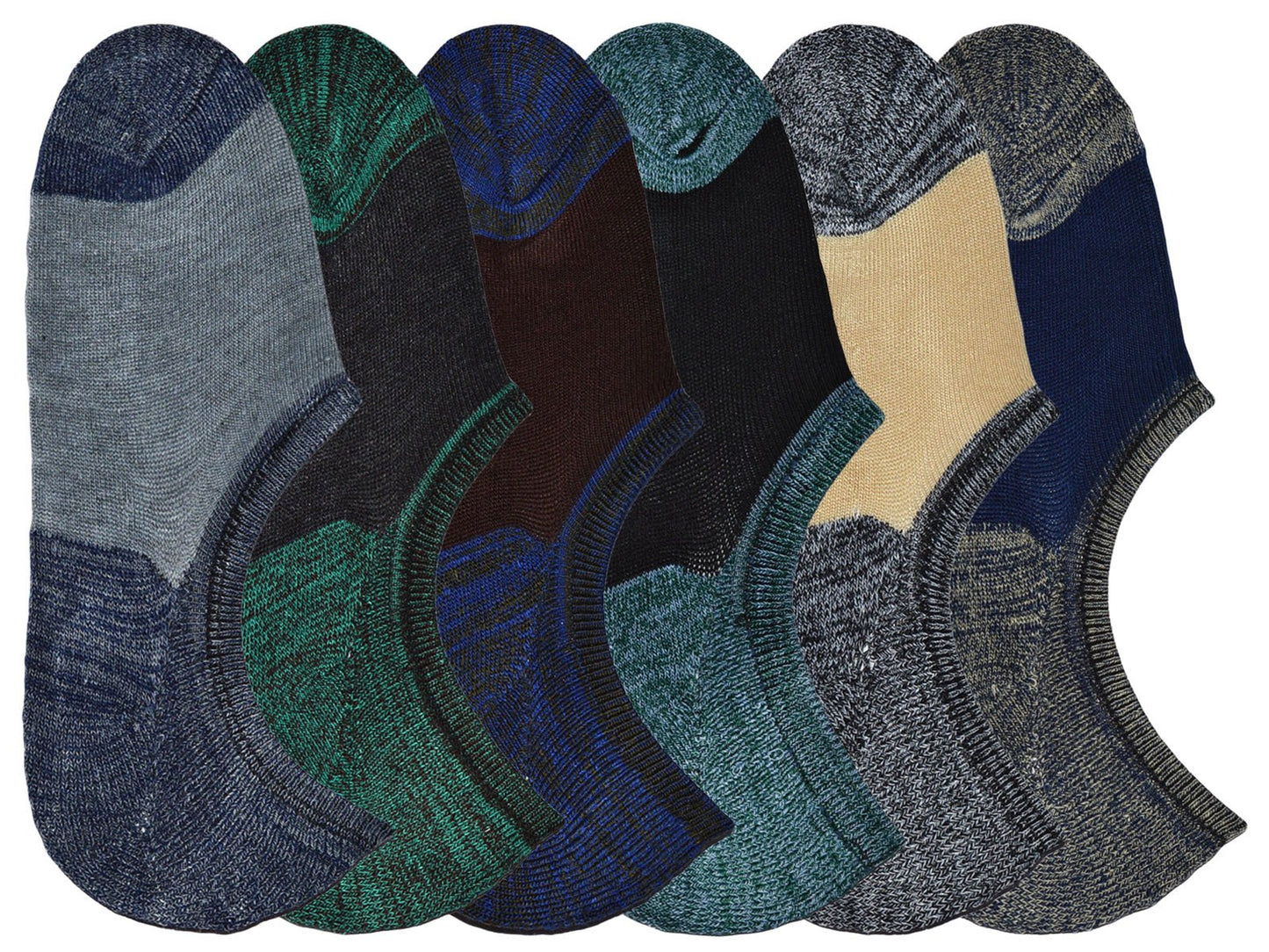Me Stores MenS Cotton And Spandex Towel Loafer Socks With Anit Ankle Skit Silicon (Multicolour, Large)  Pack Of 6 Pairs