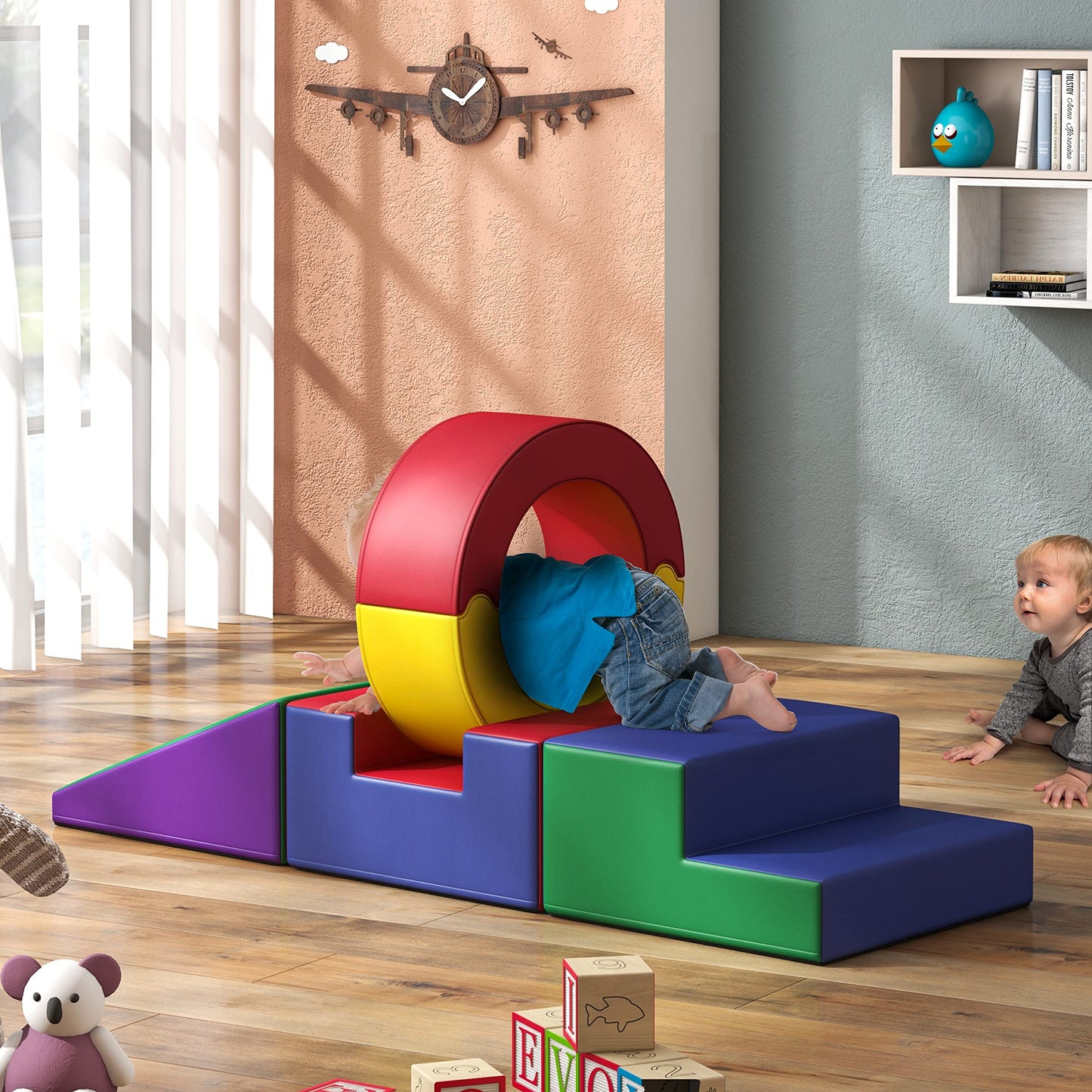Betterhood Crawling And Sliding Soft Foam Block,Climbing Tunnels Play Sets For Toddlers 1-3, Crawl Activity Play Set For Child D