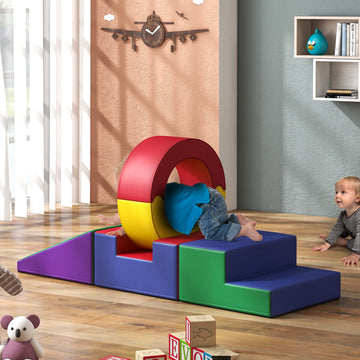 Betterhood Crawling And Sliding Soft Foam Block,Climbing Tunnels Play Sets For Toddlers 1-3, Crawl Activity Play Set For Child D