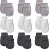 9 Pairs Newborn Baby Mittens Infant Toddler Gloves No Scratch Mittens Unisex Gloves For 0-6 Months Baby Boys Girls (White, Gray,