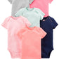 Simple Joys By Carter'S Baby Girls' 6-Pack Short-Sleeve Bodysuit, Multicolor/Solid Colors, 0-3 Months
