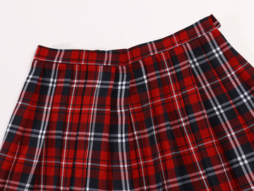 Girl'S Japan A-Line Kilt Plaid Pleated Costumes Skirts (M,Red Blue)