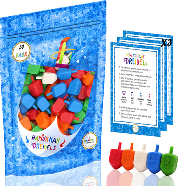 The Dreidel Company Hanukkah Dreidels Multicolor Plastic Chanuka Dreidels With English Transliteration - Includes Dreidel Game I