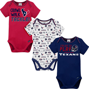 Gerber Baby-Boy NFL 3 Pack Short Sleeve Onesie Bodysuit, Team Color, 0-3 Months
